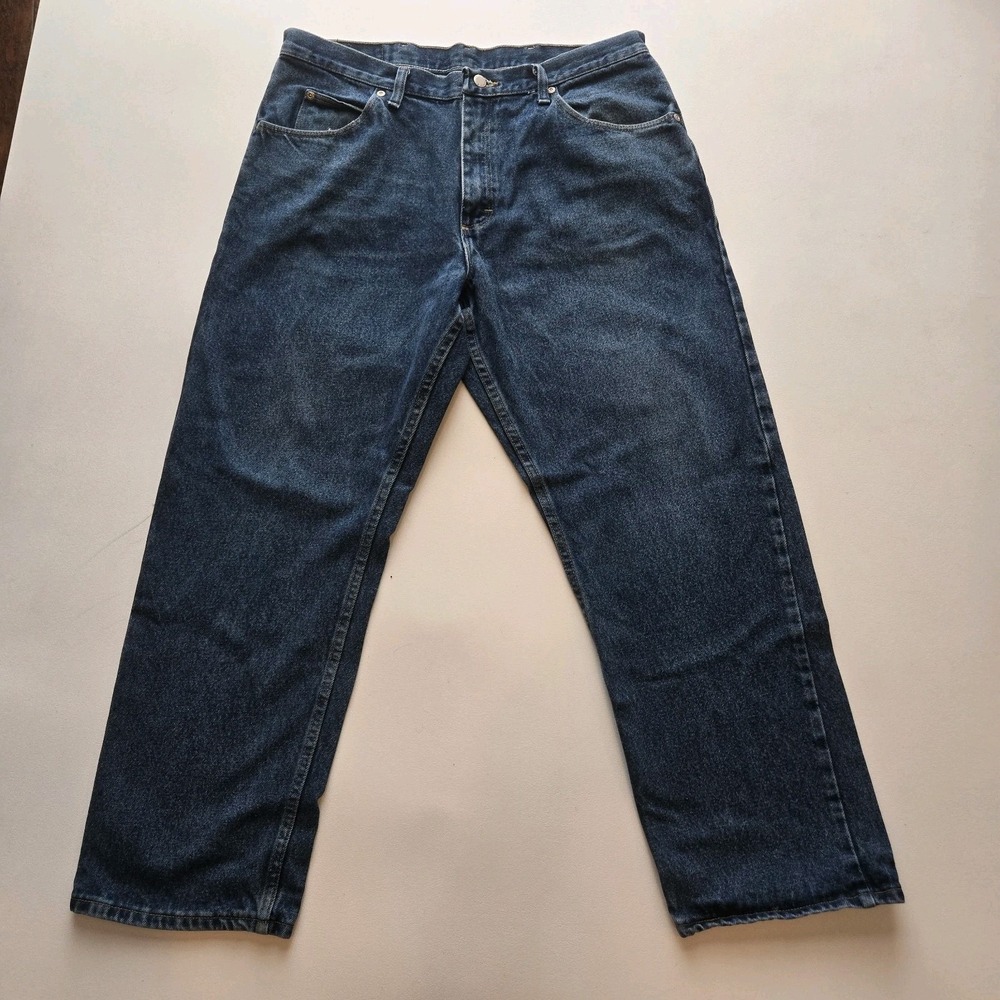 Wrangler‎ Authentic Jeans Mens 36x30 Blue Denim Relaxed Fit Straight Leg Cotton